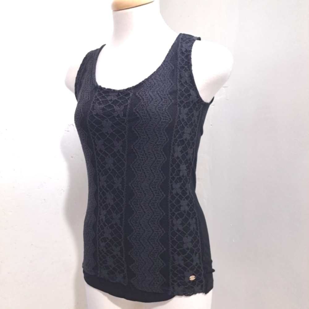 Point Zero | Black lace details sleevless tank top with back zipper